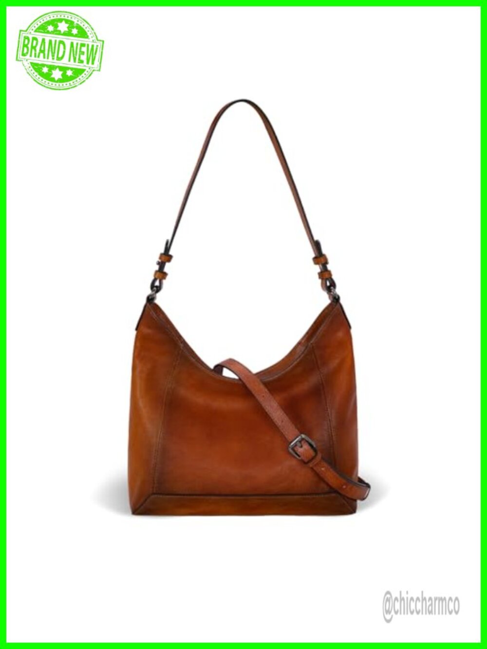 Iswee Vegetable-Tanned Leather Crossbody Hobo Shoulder Bag